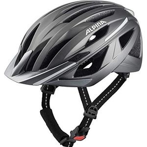 ALPINA HAGA - Schokabsorberende, veilige & optimaal aanpasbare urban fietshelm met geïntegreerd ledlicht voor volwassenen, donkerzilver mat, 51-56 cm