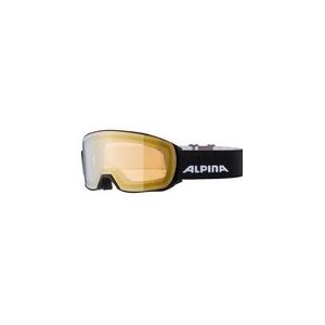 ALPINA Unisex - Volwassenen, NAKISKA Q-LITE Skibrille,Eén maat, Zwart/gold