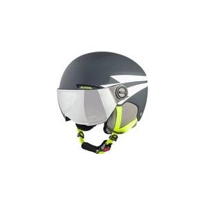 ALPINA ZUPO Visor Q-LITE Lichte en hoogwaardige skihelm met versterkt vizier voor kinderen, houtskool/neonmat, 54-58 cm