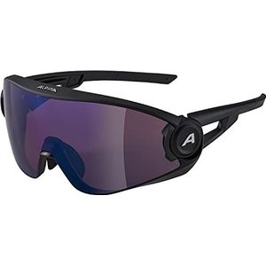 ALPINA Unisex - Volwassenen, 5W1NG QV Sportbril, black matt/blue, One Size