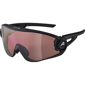 ALPINA 5W1NG Sportbril voor volwassenen, uniseks, Q+CM zwart, mat, één maat