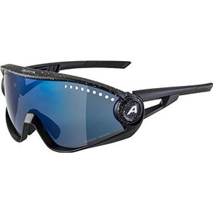 ALPINA Unisex - Volwassenen, 5W1NG Sportbril, black blur matt/blue, One Size