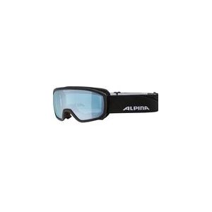 ALPINA SCARABEO JR. Q-LITE - Gespiegelde, contrastversterkende OTG-skibril met 100% UV-bescherming voor kinderen, zwart-blauw, one size