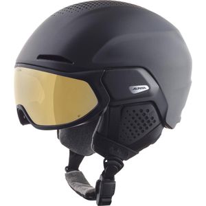 Alpina Alto Q Lite Skihelm Met Vizier 2023 | Black Matt | Quatroflex Lite Gold Mirror S2 | Maat: 51 - 55 cm