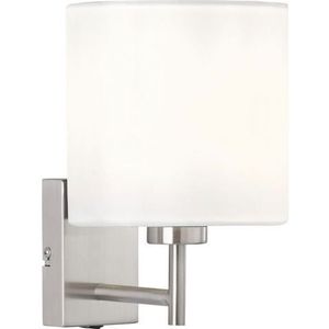 Fischer & Honsel Dreamer wandlamp 1x E27 max. 40W nikkel stoffen kap wit chintz