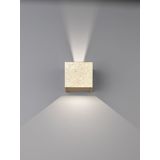 FISCHER & HONSEL LED buitenwandlamp Wall, kubusvormig, bladgoud