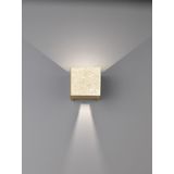 FISCHER & HONSEL LED buitenwandlamp Wall, kubusvormig, bladgoud