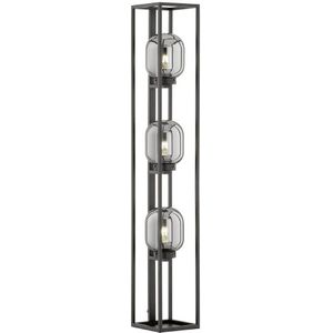 Fischer & Honsel - Vloerlamp Regi - 3x E27 max. 40 W (excl.) - Mat Zwart met Rook Glas