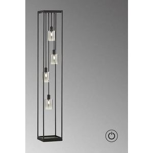 Fischer & Honsel Iska 40428 staande lamp van glas in smoke met lichte lengte 22 cm breedte 22 cm hoogte 142,50 cm met schakelaar 4 x E14 max. 10 W 40428