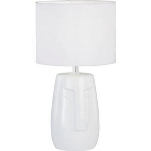 Fischer & Honsel Tafellamp, Face | wit| stoffen kap Chintz wit| H: 36,50 cm, D: 20,00 cm | met snoerschakelaar | 1x E14 max. 25 Watt zonder lamp | 50713