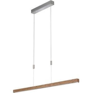 Fischer & Honsel Straßburg 60283 Hanglamp, 1 led, 24 W, nikkel, natuurlijk beukenlook, 3 standen, traploos in hoogte verstelbaar, 120 x 6 x 150 cm