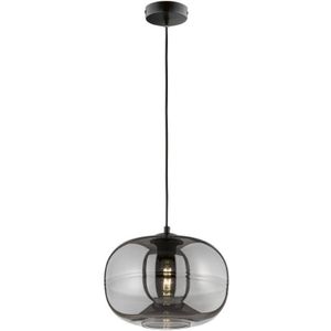 Fischer & Honsel Hanglamp, inkt | mat zwart | glas | smoke / grijs | D: 29,50 cm | plafond 140 cm | 1x E27 max. 60 watt | 60738