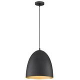 FISCHER & HONSEL Hanglamp Mylon, zwart/goud, half ovaal