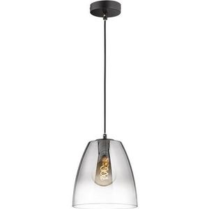 FISCHER & HONSEL Hanglamp Miro 1-lamp glas rookgrijs/helder Ø20cm
