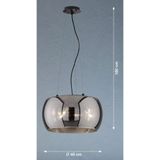 Fischer & Honsel - Hanglamp Dima - 3x E27 max. 25 W (zonder verlichtingsmiddel) - Zwarte Zandgronde Metaal met Smoke Glas