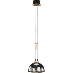 FISCHER & HONSEL Hanglamp Avignon 1-lamp rookglas/zwart/goud