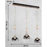 FISCHER & HONSEL Hanglamp Avignon 3-lamp rookglas/zwart/goud