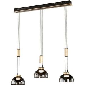 FISCHER & HONSEL Hanglamp Avignon 3-lamp rookglas/zwart/goud