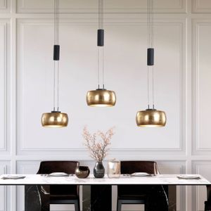 FISCHER & HONSEL LED hanglamp Colette, 3-lamps goud/zwart