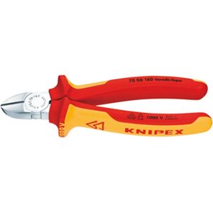 Knipex Zijsnijtang verchroomd, geïsoleerd met meer-componentengrepen, VDE-getest 160 mm (zelfbedieningskaart/blister) 70 06 160 SB