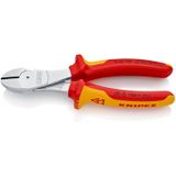 Knipex Kracht-zijsnijtang verchroomd, geïsoleerd met meer-componentengrepen, VDE-getest 180 mm 74 06 180