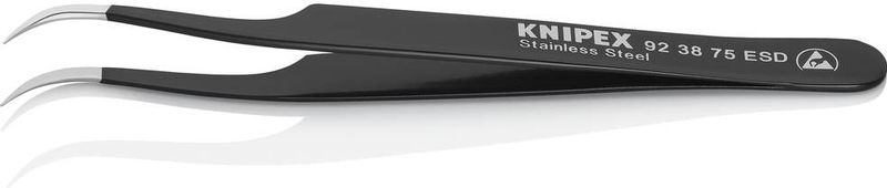 Knipex - 92 38 75 esd Präzisionspinzette Sichelspitze, gebogen 45° 120 mm
