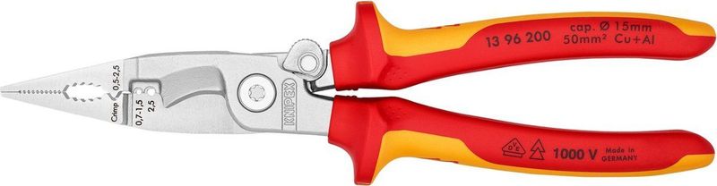 KNIPEX - Elektrische Installatietang - Verchroomd - 200mm - Multifunctionele Tang
