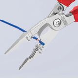 Elektroinstallationszange Länge 200 mm vde verchromt Mehrkomponenten-Hüllen mit Öffnungsfeder mit Befestigungsöse - Knipex