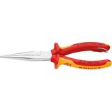 Knipex Platspitse tang met zijsnijder (telefoontang) verchroomd, geïsoleerd VDE-gekeurd, met geïntegreerde geïsoleerde bevestigingshaak om een valbeveiliging aan te brengen 200 mm 26 16 200 T