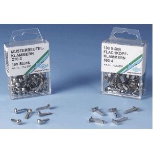 Musterbeutelklammer Flachkopf 12mm silber VE=100 St&#252;ck