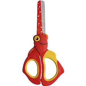 Wedo 736001 kinderschaar, knutselschaar, van roestvrij staal met afgeronde punten, zachte grip-inzetstukken, 13 cm, rood/geel