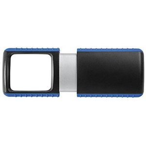 Wedo 271741503 Vergrootglas voor buiten, rechthoekig vergrootglas (met LED-verlichting inclusief batterij), zwart/blauw