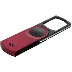 Wedo 2717602 Swing-It vergrootglas van kunststof, 3 x draaibare lens, automatisch ledlicht 11, 2 x 5, 0 x 1, 3 cm met batterijen, metallic rood