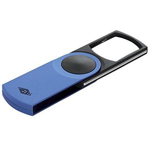 Wedo Swing-It 2717603 Vergrootglas van kunststof, 3 x vergroting, met draaibare lens en automatische ledverlichting, 11,2 x 5,0 x 1,3 cm, incl. batterijen, metallic blauw
