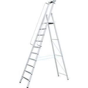 ZARGES Aluminium bokladder met groot platform, met twee handgrepen, 10 treden
