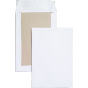 Verzendenvelop, B5, kartonnen achterkant en kleefsluiting, zonder venster, wit, 250 st.