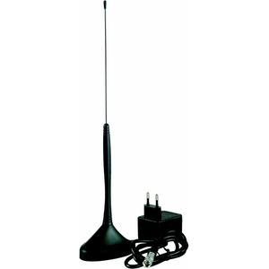Schwaiger ANT02DTA 031 max. Digitale antenne/kamerantenne (TV/PC), 35dB DVB-T/DVB-T2, stabiele standvoet ontvangt FM en DAB+-bereik incl. antennekabel (VHF/UHF)