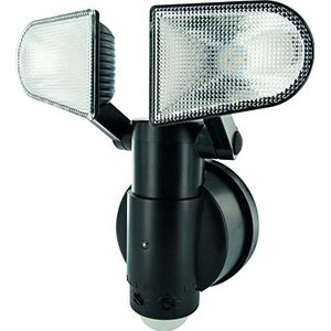 SCHWAIGER -LED220 011- LED-sensor | veiligheid | bewegingslicht met twee lampen | kunststof | zwart | 17,5 x 22,5 x 15,5 cm