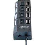 Schwaiger - USB Hub - Docking Station - Zwart - 4 Poorten - USB 2.0
