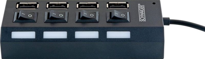 Schwaiger - USB Hub - Docking Station - Zwart - 4 Poorten - USB 2.0