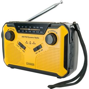 Schwaiger Outdoorradio VHF (FM), AM, FM Handslinger, Zonnepaneel, Spatwaterbestendig, Stofvast, Zaklamp Geel, Zwart