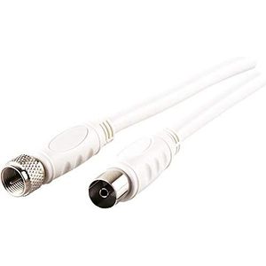 Schwaiger SAT/antenne-adapterkabel, 90 dB, 5,0 m, wit, F-stekker > IEC-aansluiting, 2-voudig afgeschermd, 75 ohm, digitaal, HDTV