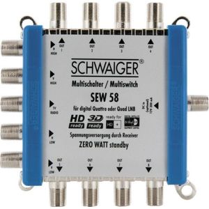 SCHWAIGER SEW58 531 Multiswitch (tot 8 deelnemers, geen netwerkverbinding nodig, DVB-T2 compatibel) zilver