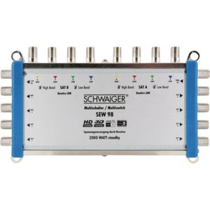 Schwaiger SEW98 531 Satelliet multiswitch Ingangen (satelliet): 9 (8 satelliet / 1 terrestrisch) Aantal gebruikers: 8 Standby-functie