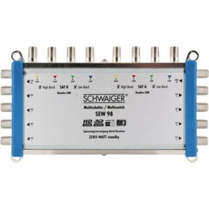 Schwaiger SEW98 531 multischakelaar (2 satellietposities, tot 8 deelnemers, geen netaansluiting nodig; geschikt voor DVB-T2) zilver