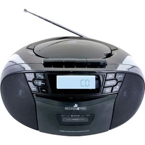 SCHWAIGER - 658026 - CD-speler - Draagbaar - Zwart - Met Cassette en Radio MP3 USB-aansluiting FM-radio AUX hoofdtelefoon