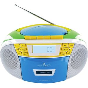 SCHWAIGER -661644- Draagbare CD-speler | Cassette | Radio | MP3 | USB-aansluiting | FM-radio | AUX | Koptelefoon | Boombox | Stereo | voor thuis en onderweg | Stroom- en batterijvoeding | Display