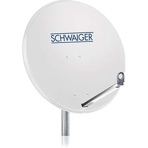 SCHWAIGER -180- satellietschotel | 80 cm | satellietantenne | met LNB-steunarm en masthouder | geïntegreerde kabelgeleider | stalen satellietschotel | 75 x 85 cm| lichtgrijs