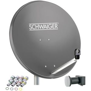 SCHWAIGER 517 SAT systeem complete set satellietschotel, Quad LNB (digitaal), 8x F-connector 7mm, satellietantenne staal, antraciet incl. montagemateriaal