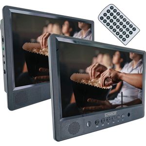 SCHWAIGER -716474- Draagbare DVD-CD-speler | 10 inch scherm | LCD-scherm | DVD-speler | 1 afstandsbediening | SD/USB | met standaard | met bevestigingsmateriaal voor auto | zwart